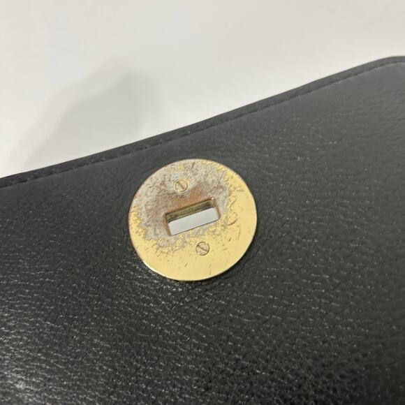 Tory Burch Black Pebbled Leather Crossbody Bag Gold Hardware FLAW Flap Turnlock - Picture 5 of 16